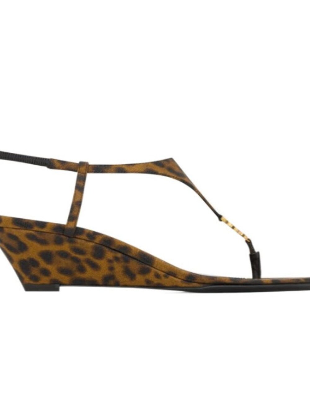 NEW IN BOX Saint Laurent Cassandra Leopard Wedge Sandals Size 37/7